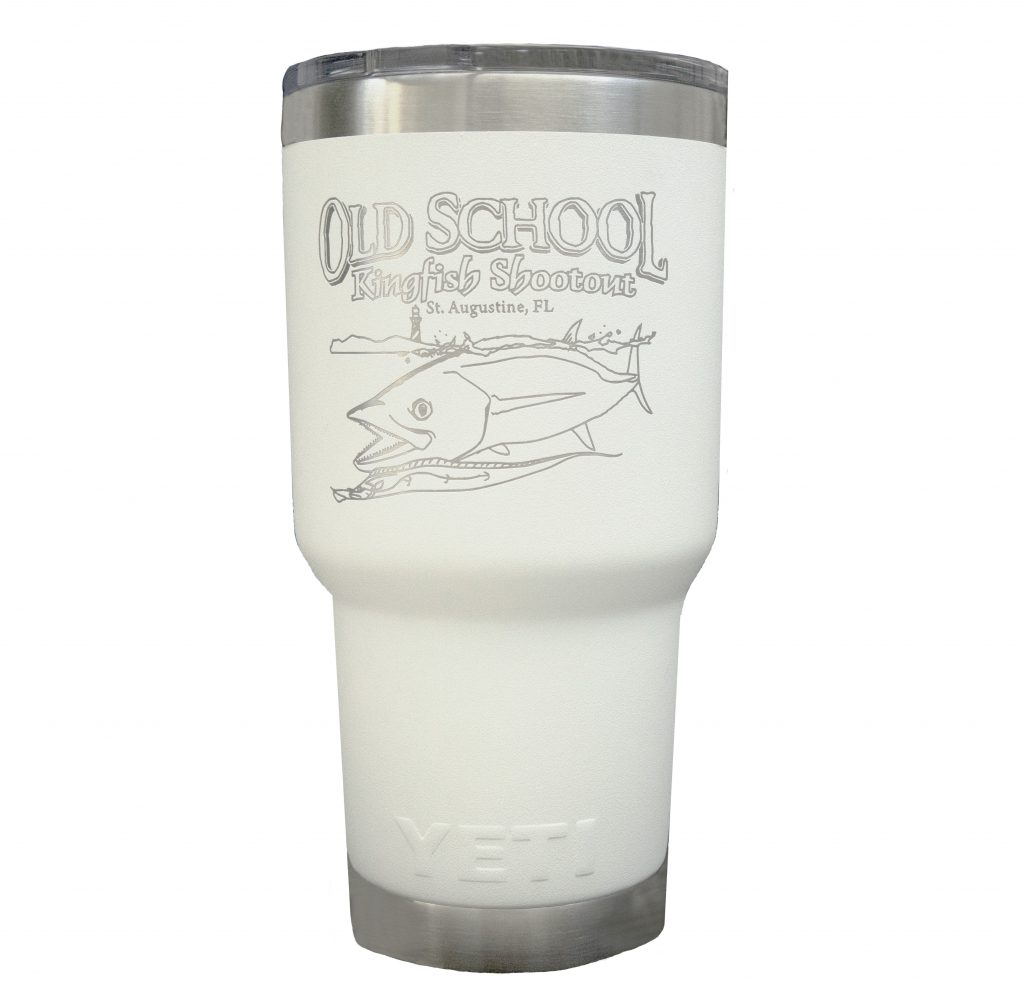 Old School Kingfish Shootout White Yeti Tumbler
